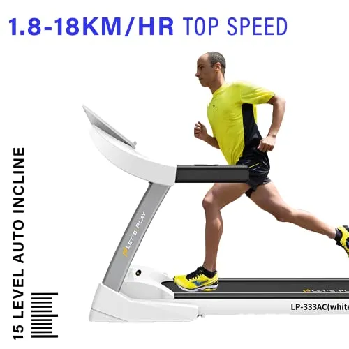 TONING® Automatic Treadmill 3HP AC Motor LP-333AC Semi Commercial Treadmill with Extra Suspension Technology-White and Black, Further Any Inquiry 8447-417-417