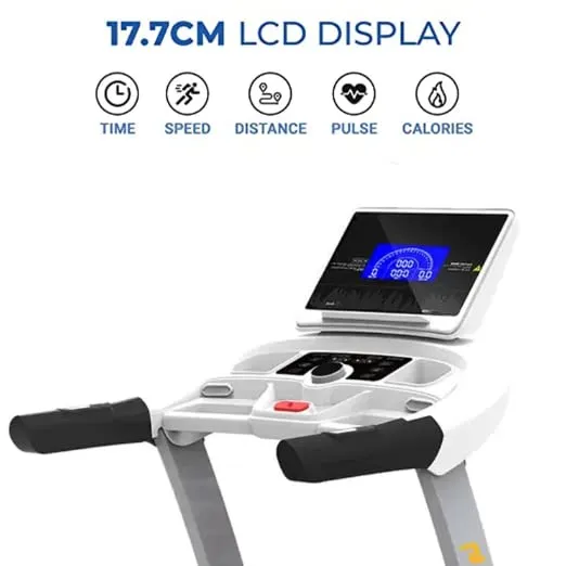 Toning® Automatic Treadmill 3.HP AC Motor (Peak 6 HP) LP-200AC Semi Commercial Treadmill with Extra Suspension Technology, Auto Inclination, 7" LCD Display (White)