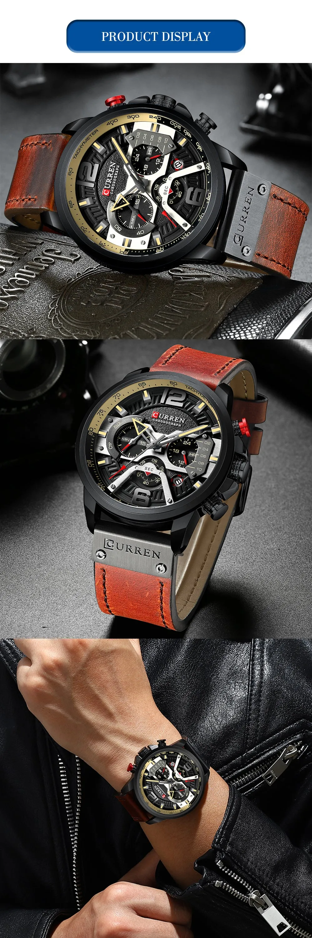 Top Brand Luxury Military Leather Wrist Watch Men Wristwatch