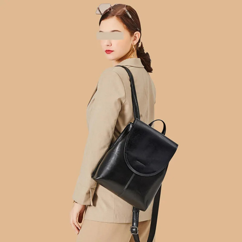 Top Grain Leather Backpack Women City Backpack Natural Cowhide Leather Travel Backpack Stylish Shoulder Bag Christmas Gift SX2612-1