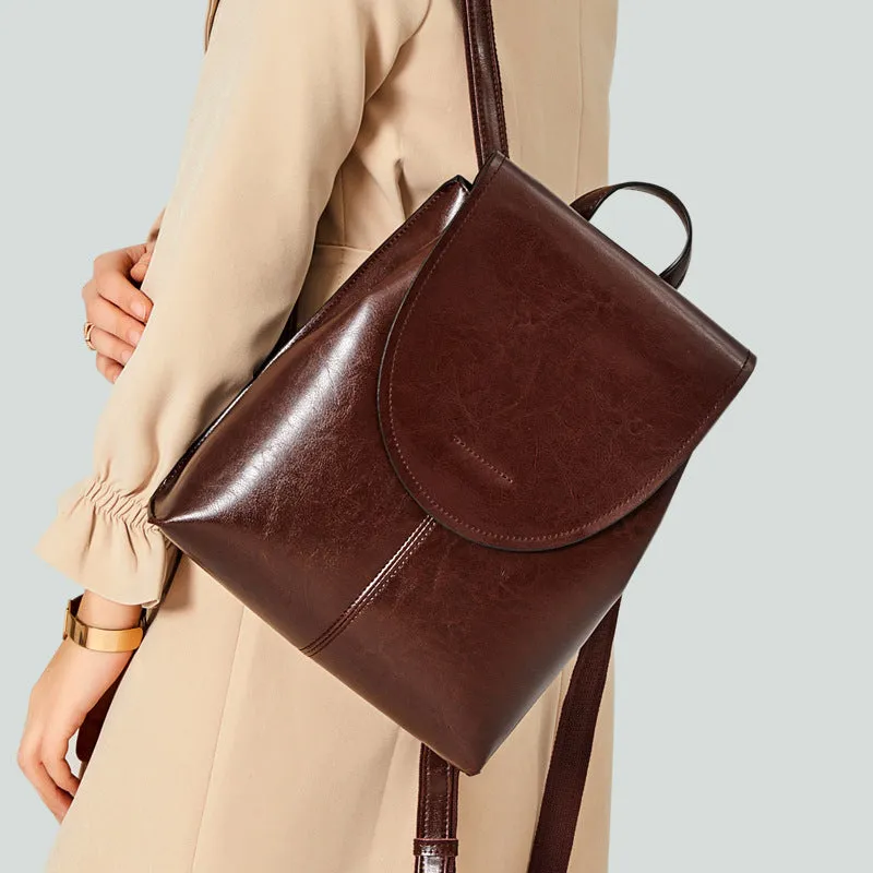 Top Grain Leather Backpack Women City Backpack Natural Cowhide Leather Travel Backpack Stylish Shoulder Bag Christmas Gift SX2612-1