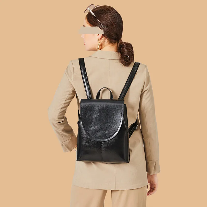 Top Grain Leather Backpack Women City Backpack Natural Cowhide Leather Travel Backpack Stylish Shoulder Bag Christmas Gift SX2612-1