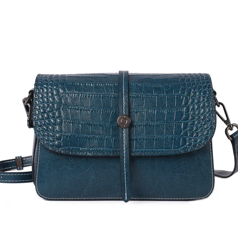 Top Grain Leather Croc Embossed Crossbody Bag Women Leather Shoulder Bag Vintage Style Natural Cowhide Messenger Bag Christmas Gift For Her SX2318