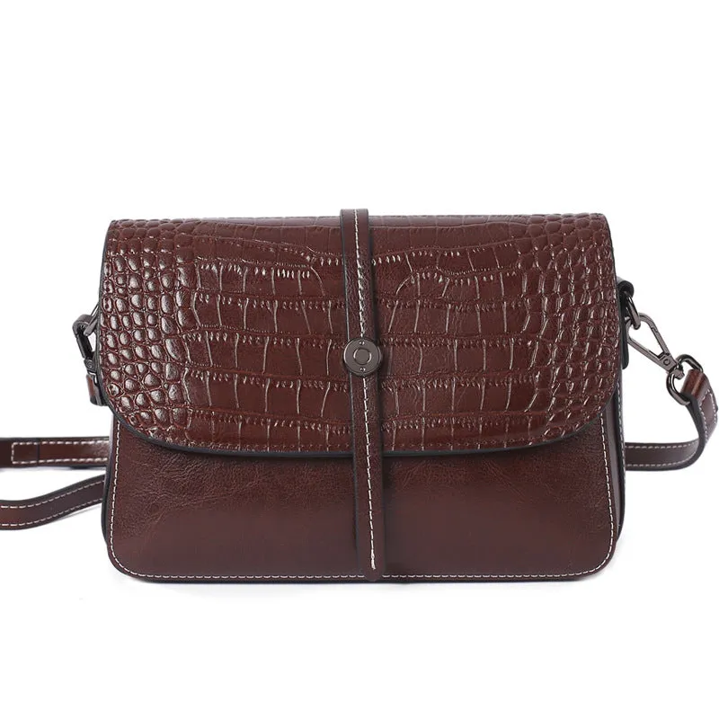 Top Grain Leather Croc Embossed Crossbody Bag Women Leather Shoulder Bag Vintage Style Natural Cowhide Messenger Bag Christmas Gift For Her SX2318