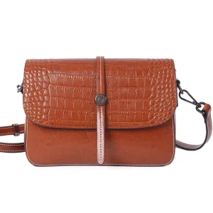 Top Grain Leather Croc Embossed Crossbody Bag Women Leather Shoulder Bag Vintage Style Natural Cowhide Messenger Bag Christmas Gift For Her SX2318