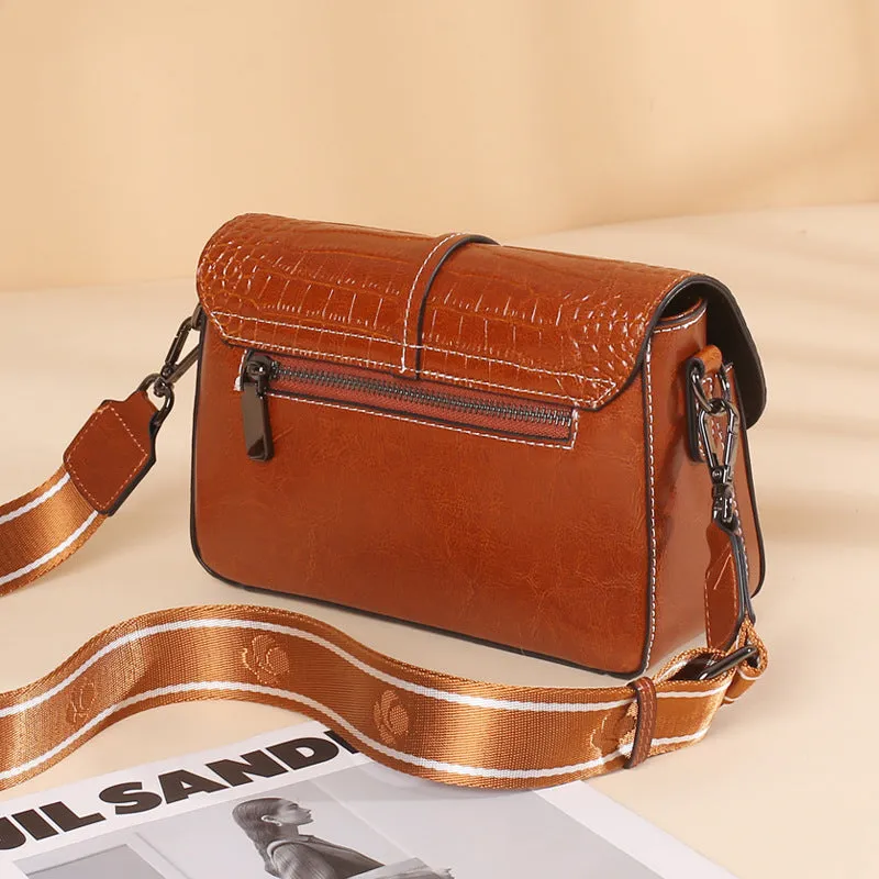Top Grain Leather Croc Embossed Crossbody Bag Women Leather Shoulder Bag Vintage Style Natural Cowhide Messenger Bag Christmas Gift For Her SX2318