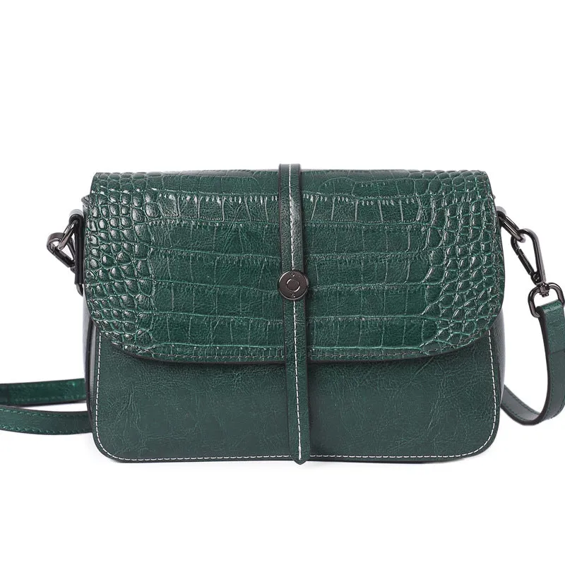 Top Grain Leather Croc Embossed Crossbody Bag Women Leather Shoulder Bag Vintage Style Natural Cowhide Messenger Bag Christmas Gift For Her SX2318