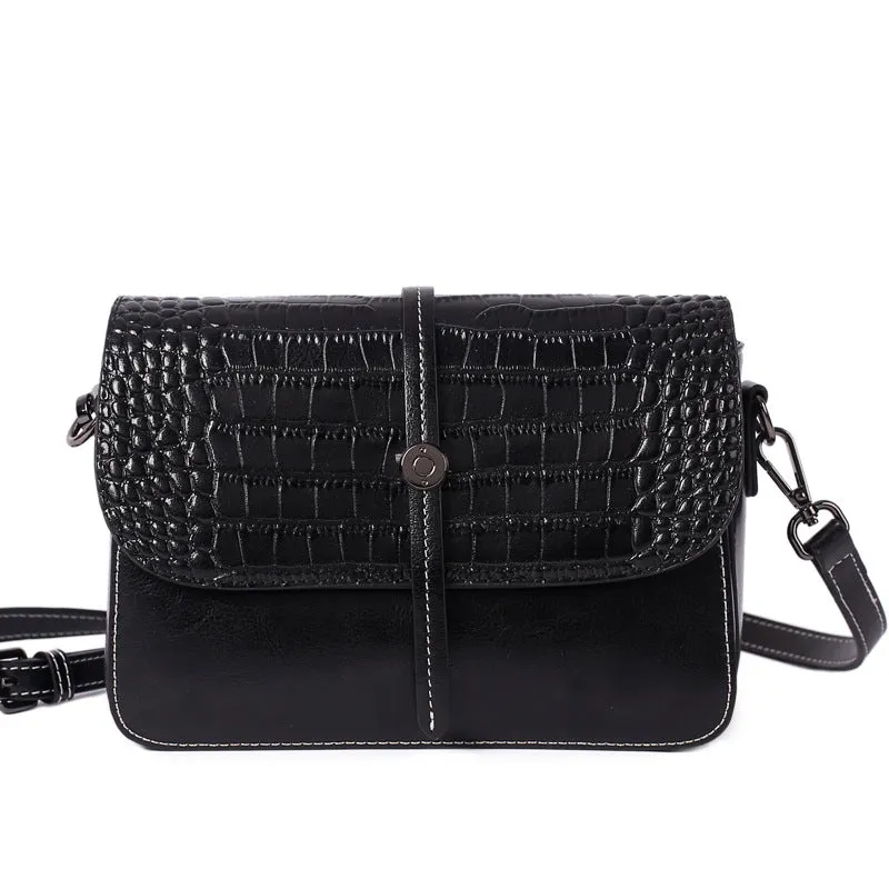 Top Grain Leather Croc Embossed Crossbody Bag Women Leather Shoulder Bag Vintage Style Natural Cowhide Messenger Bag Christmas Gift For Her SX2318
