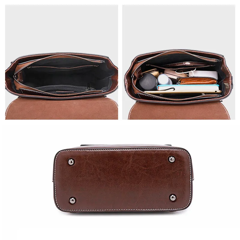 Top Grain Leather Women Backpack Retro Style Leather Rucksack Leather Shoulder Bag For Women