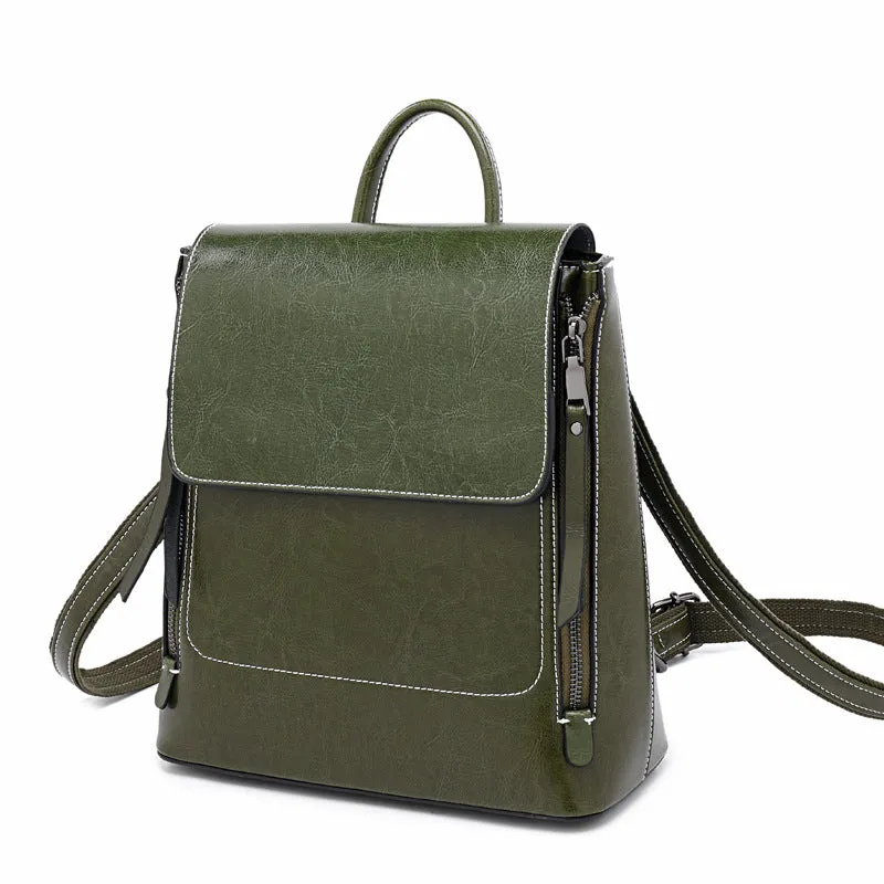Top Grain Leather Women Backpack Retro Style Leather Rucksack Leather Shoulder Bag For Women