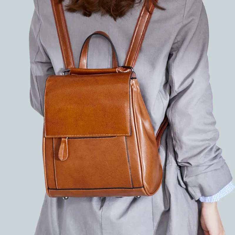 Top Grain LeatherWomen's Top Grain Leather Backpack  Stylish Leather Rucksack Ladies Leather Travel Backpacks Christmas Gift For Her