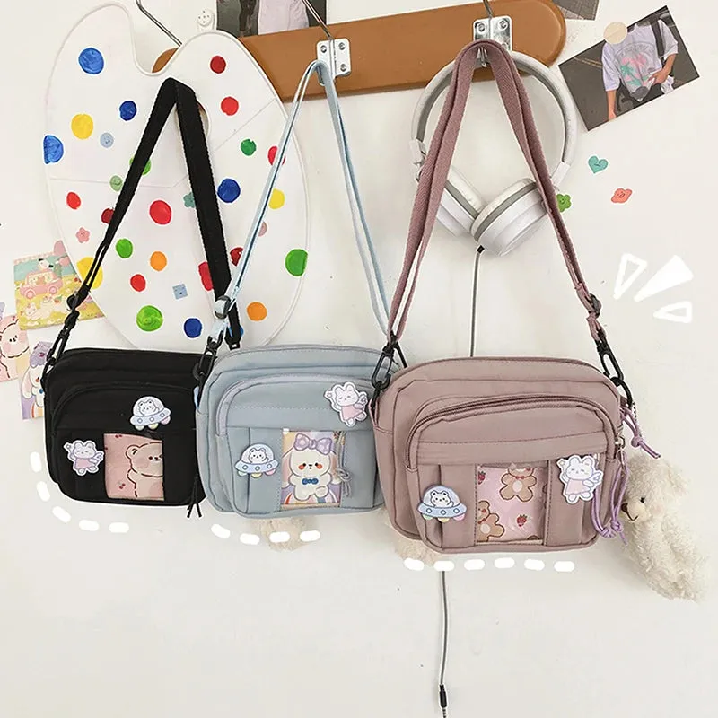 Transparent Funny Card Small Crossbody Bag For Women Travel Shoulder Messenger Bag Nylon Tote Bag