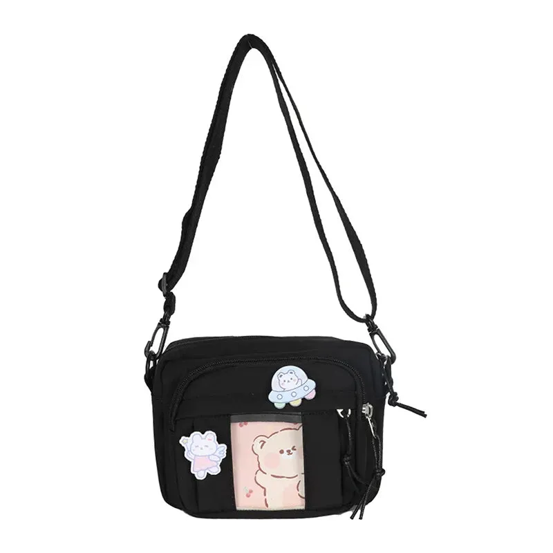Transparent Funny Card Small Crossbody Bag For Women Travel Shoulder Messenger Bag Nylon Tote Bag