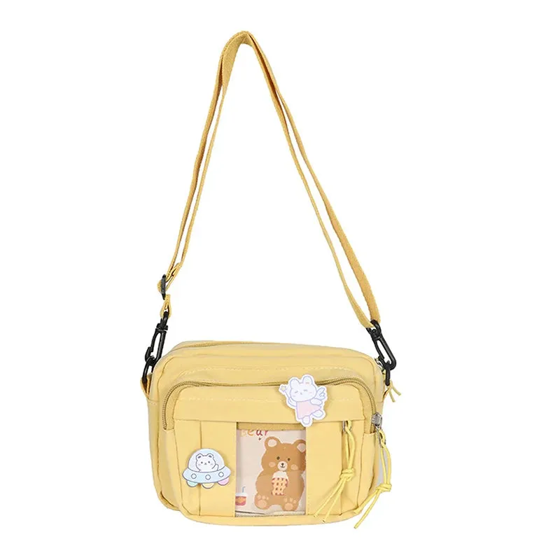 Transparent Funny Card Small Crossbody Bag For Women Travel Shoulder Messenger Bag Nylon Tote Bag