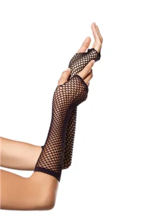 Triangle net fingerless gloves in BLACK