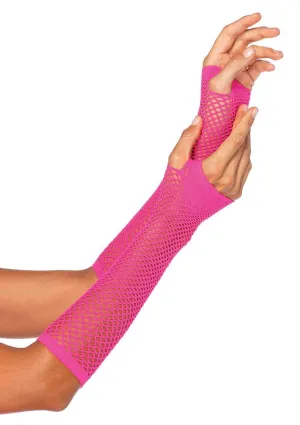 Triangle Net Fingerless Gloves Pink