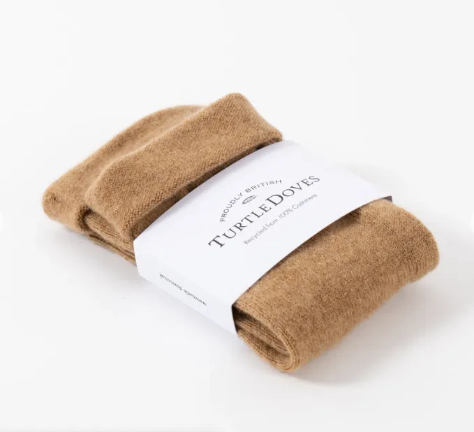 Turtle Doves Recycled Cashmere Wristwarmers - Camel
