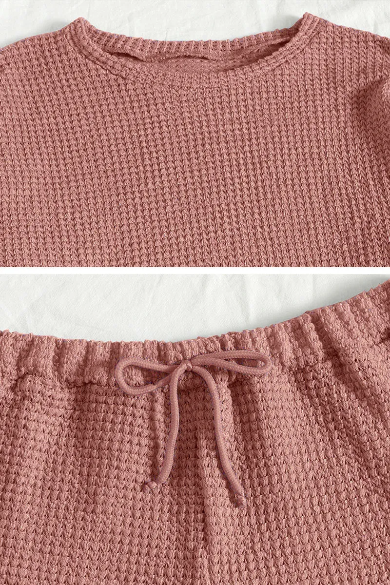 UK0143 Waffle Knit Pajamas Set