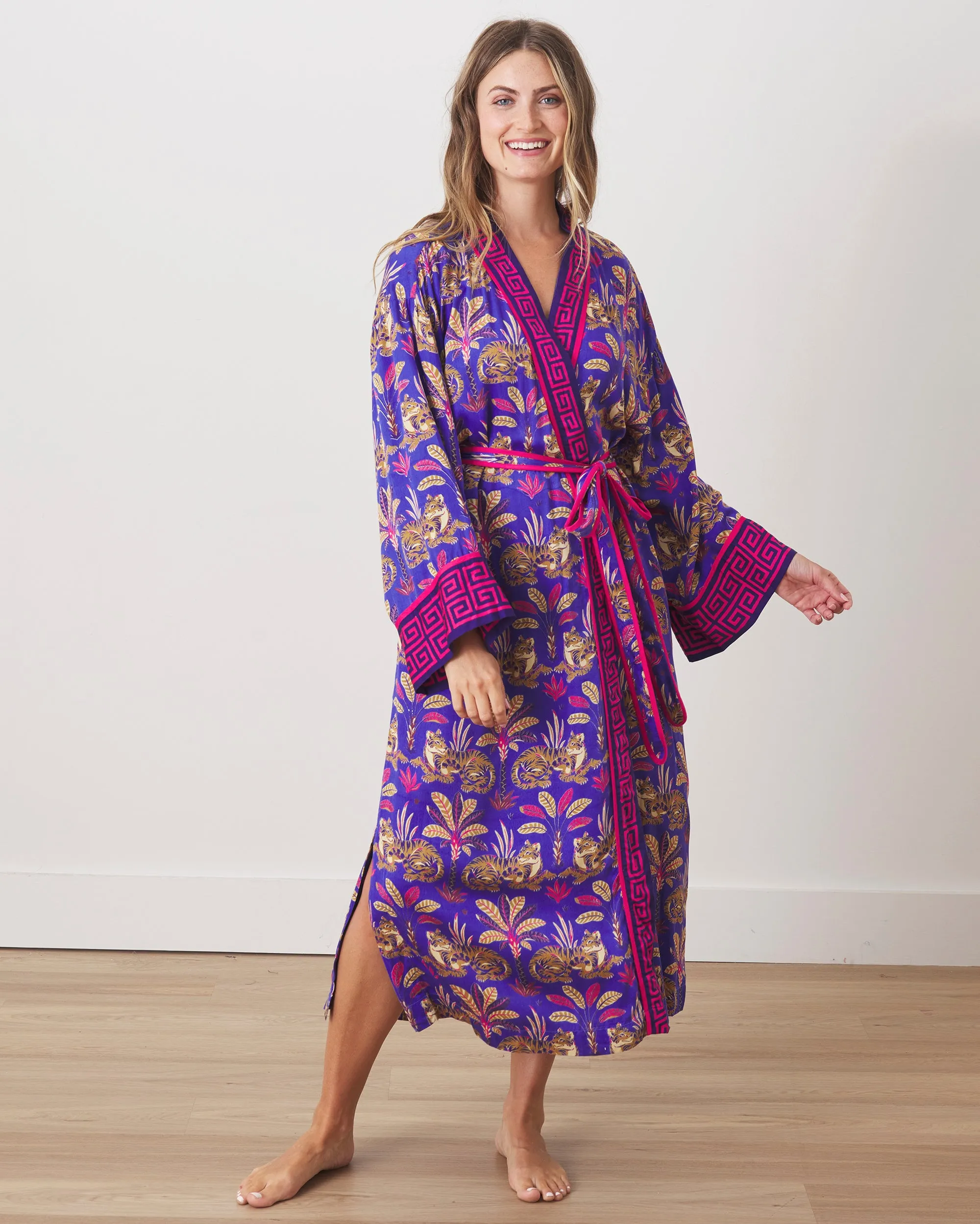 Untamed Tiger - Satin Chic to Sleep Nightie & Robe Set - Grape Soda
