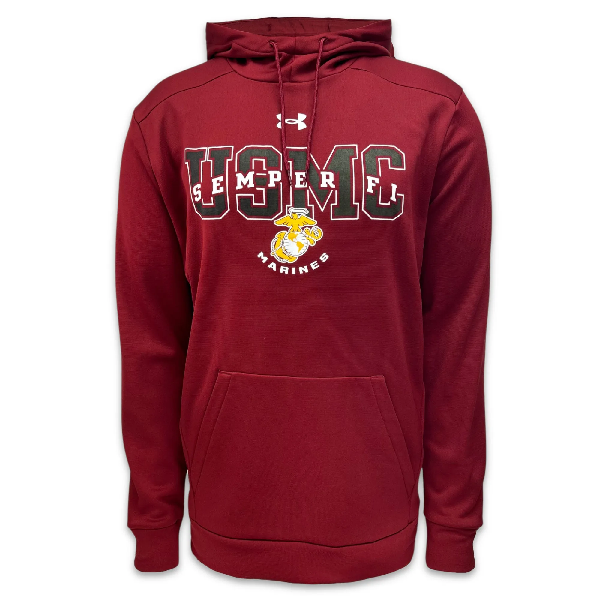 USMC Under Armour Semper Fi EGA Armour Fleece Hood (Cardinal)