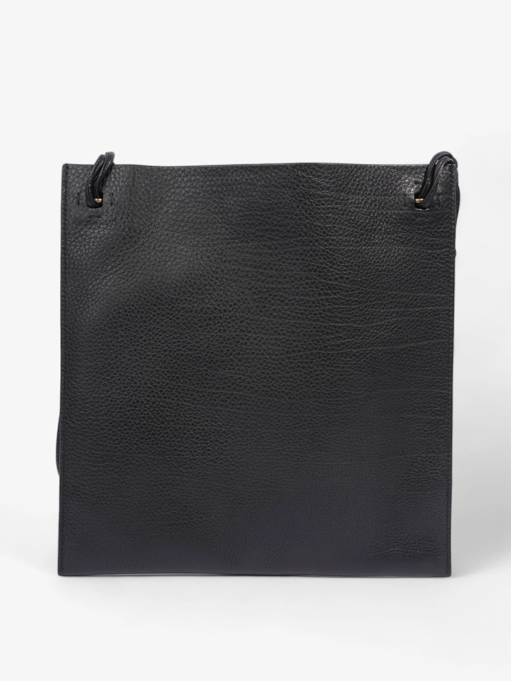 Valentino Logo Embossed Messenger Black Calfskin Leather