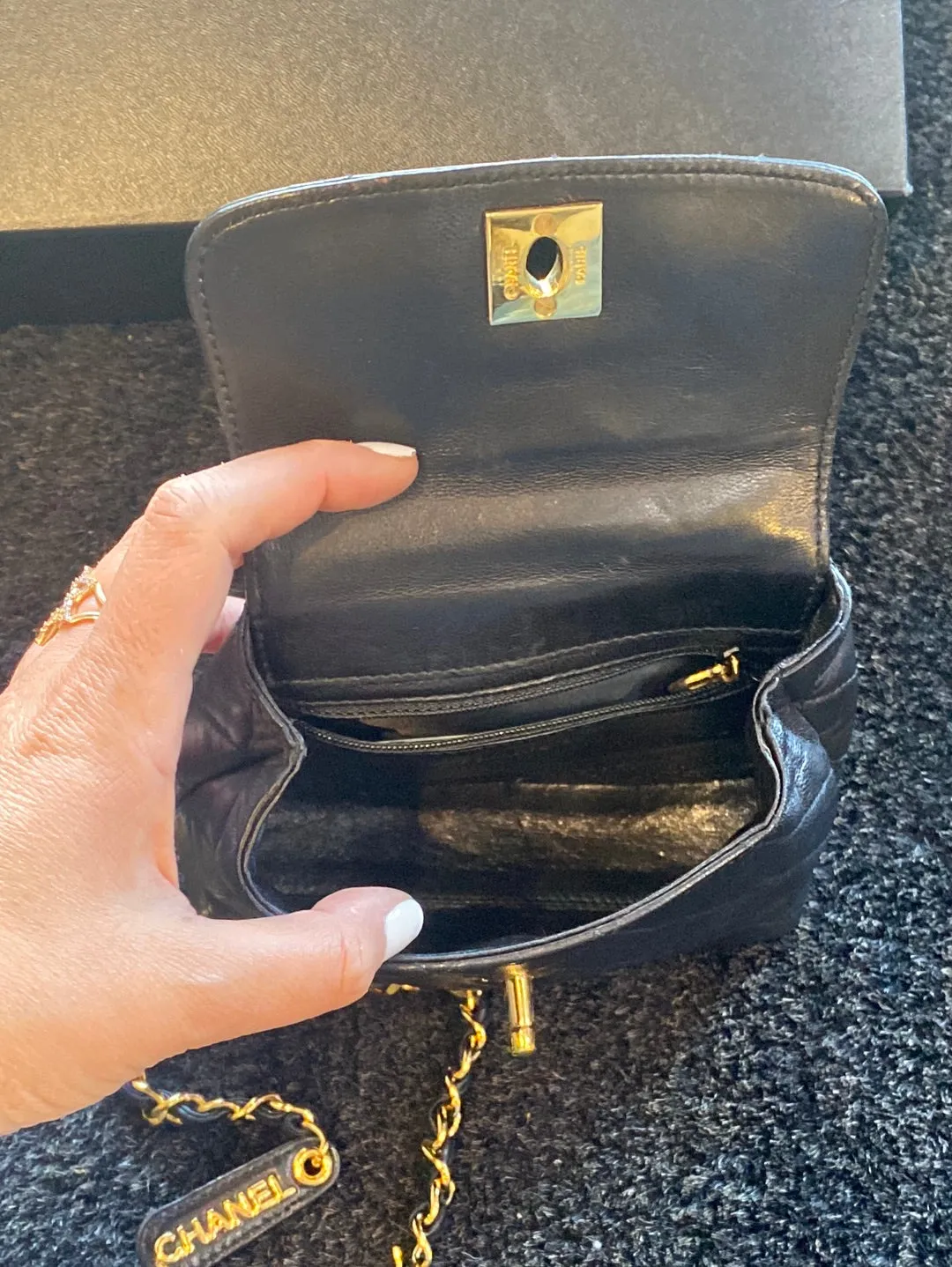 VINTAGE: Chanel Black Quilted Chain Belt Fanny Pack