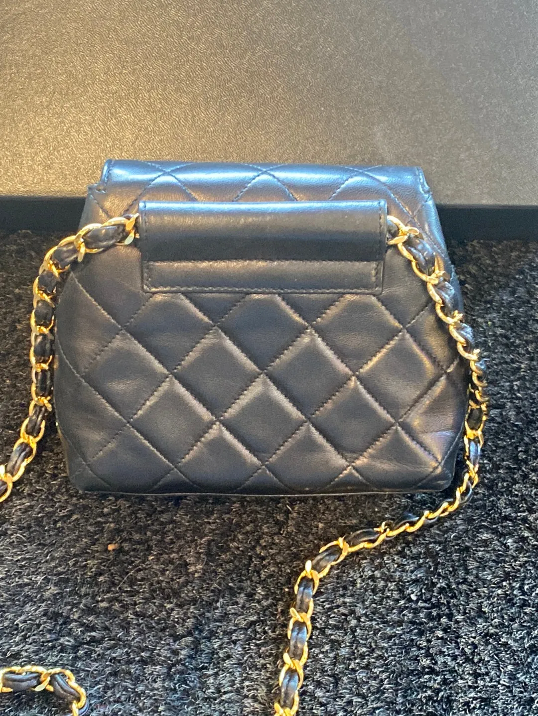 VINTAGE: Chanel Black Quilted Chain Belt Fanny Pack