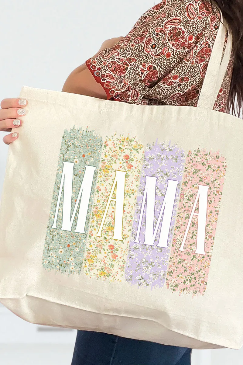 Vintage Colorblock Mama Canvas Jumbo Tote