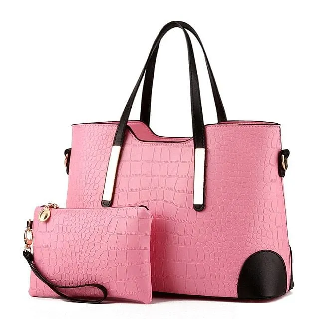 Vintage Crocodile Pattern Shoulder & Top-Handle Bag