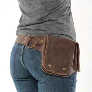 Vintage Handmade Waist Thigh PU Bags  Phone Riding Adjustab le Crossbody Outdoor Tools Small Multi-layer Leather Phone Waist Bag