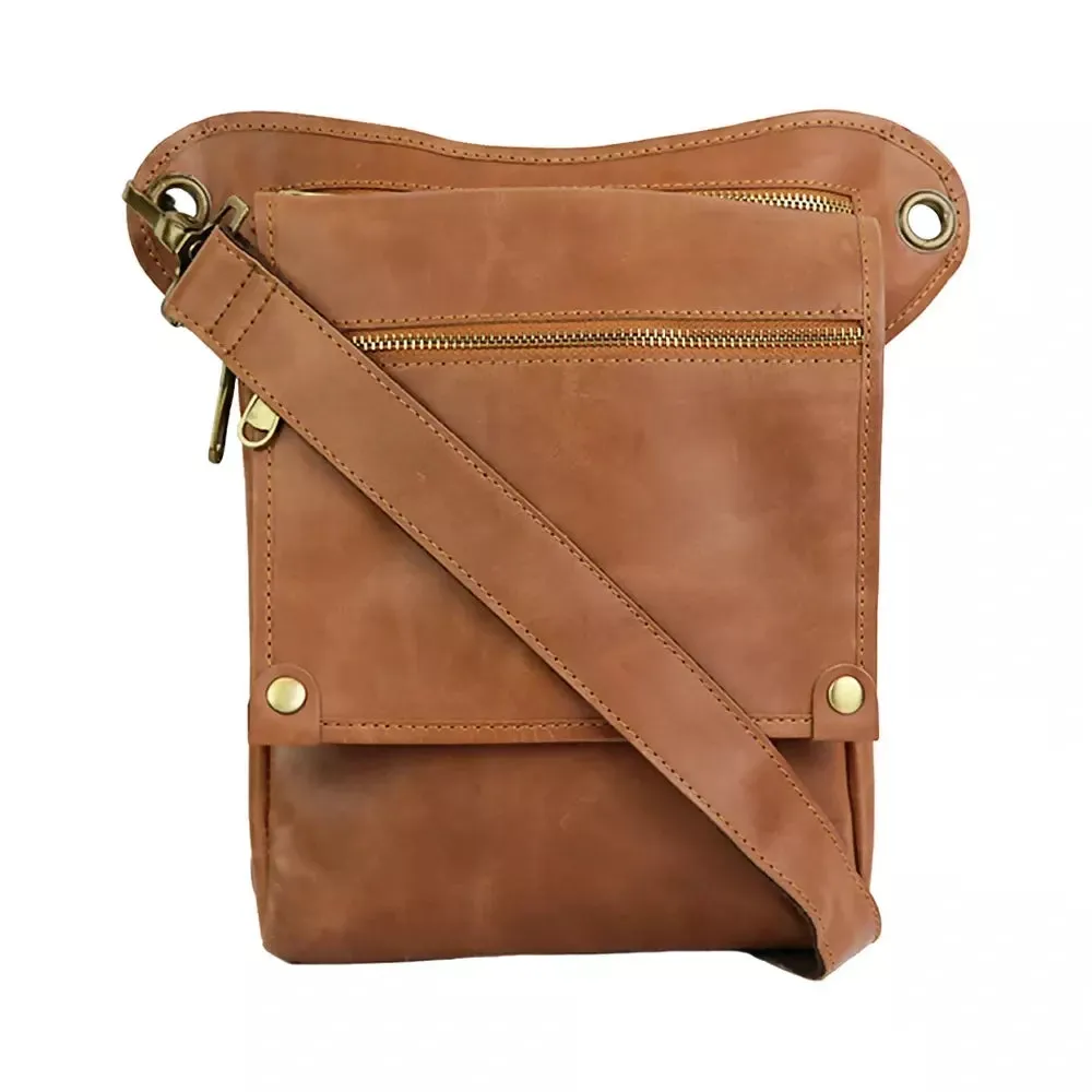 Vintage PU Leather Utility Bag – Multi-Pocket Travel & Everyday Bag (Brown)