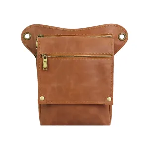 Vintage PU Leather Utility Bag – Multi-Pocket Travel & Everyday Bag (Brown)