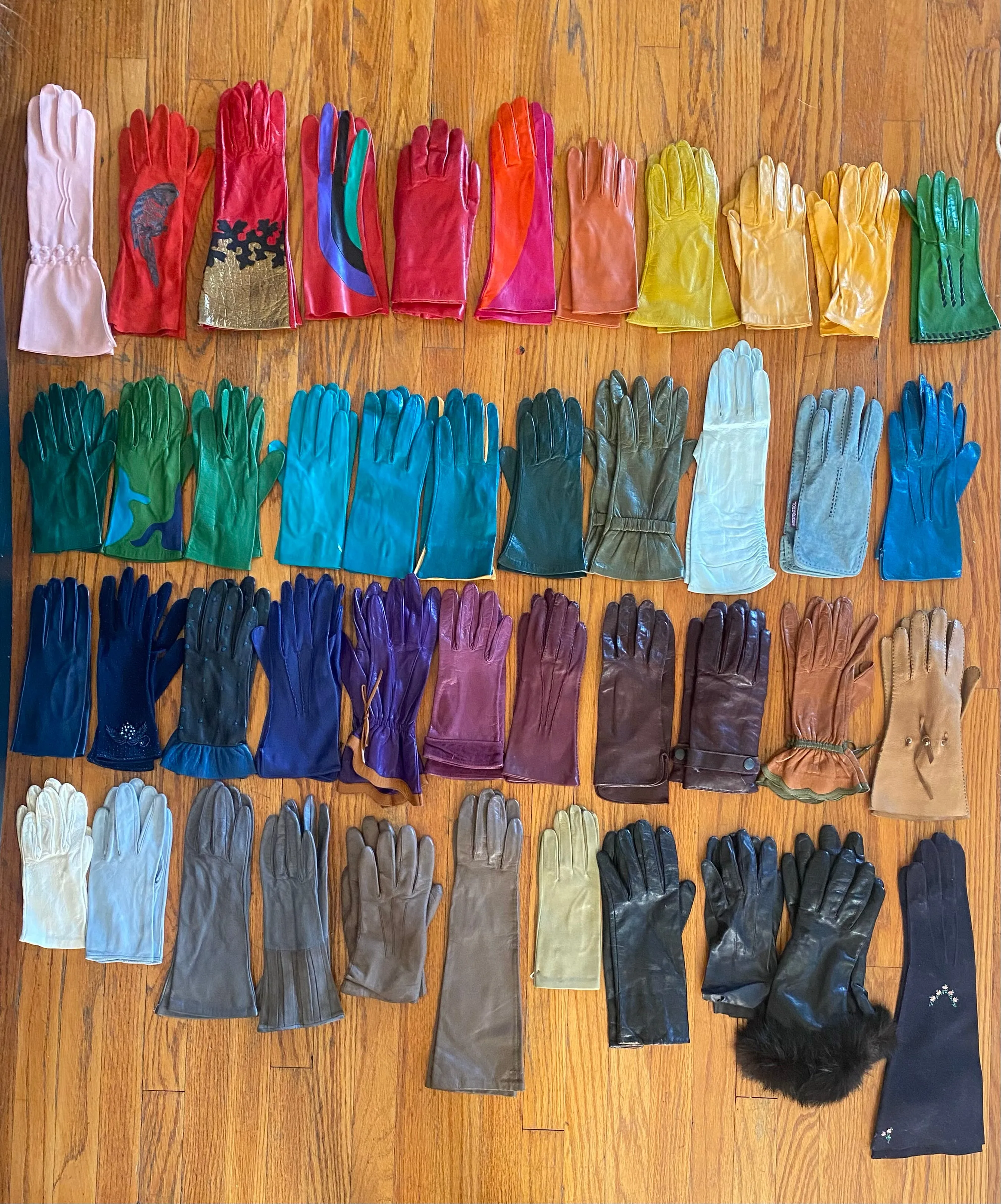 Vintage Teal Kid Leather Gloves
