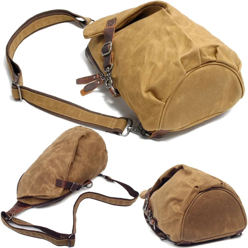 Waterproof Sling Backpack Waxed Canvas Crossbody Bag Casual Daypacks