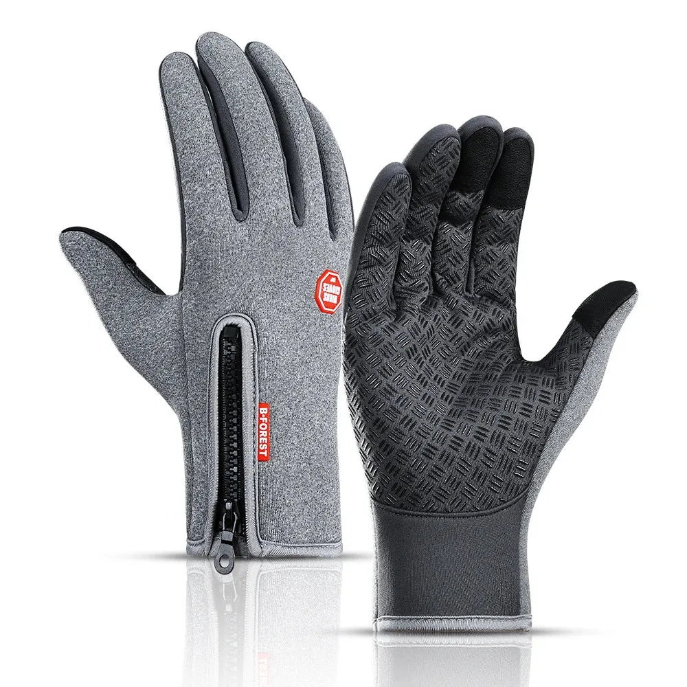 Waterproof Windproof Winter Gloves - Touchscreen Skiing Cold Gloves for Men, Warm Fashion Outdoor Sports Riding Zipper Gloves for Women