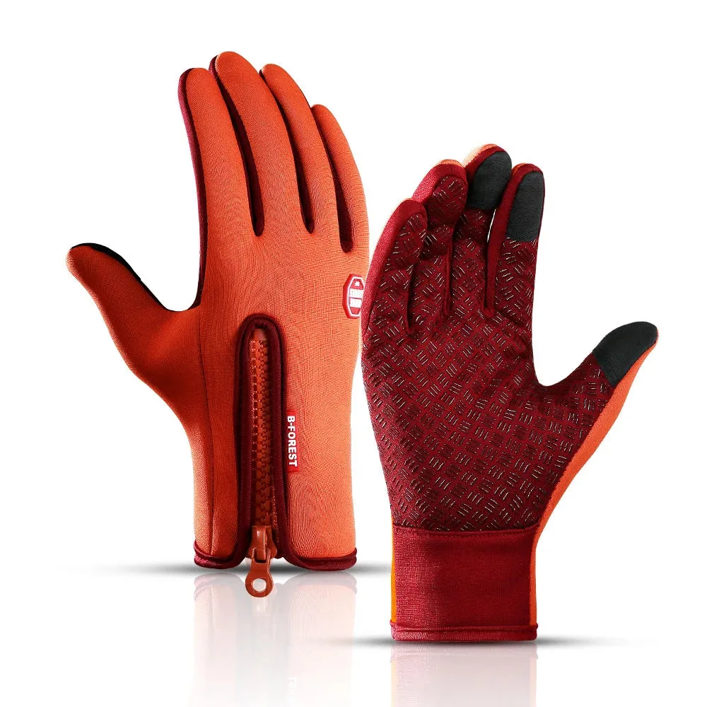 Waterproof Windproof Winter Gloves - Touchscreen Skiing Cold Gloves for Men, Warm Fashion Outdoor Sports Riding Zipper Gloves for Women