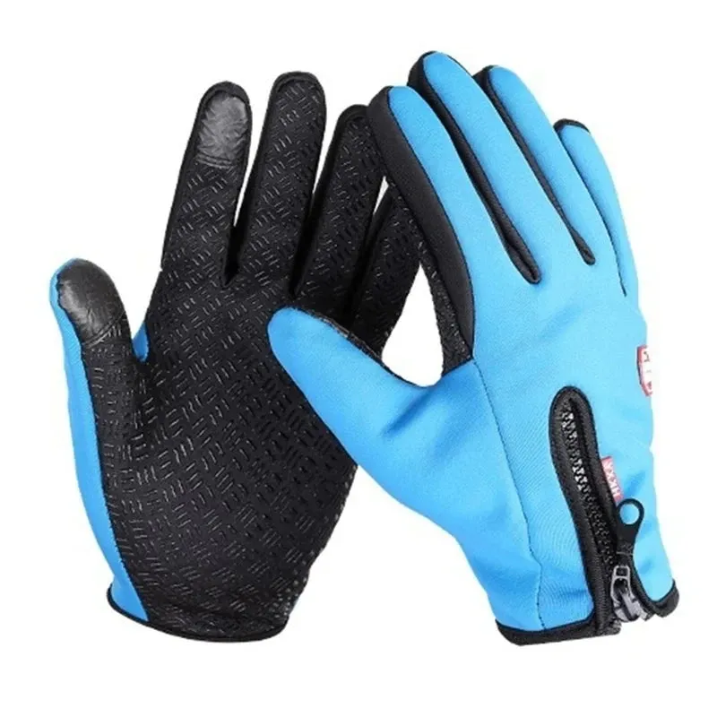 Waterproof Windproof Winter Gloves - Touchscreen Skiing Cold Gloves for Men, Warm Fashion Outdoor Sports Riding Zipper Gloves for Women