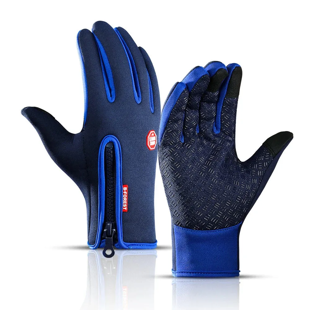 Waterproof Windproof Winter Gloves - Touchscreen Skiing Cold Gloves for Men, Warm Fashion Outdoor Sports Riding Zipper Gloves for Women