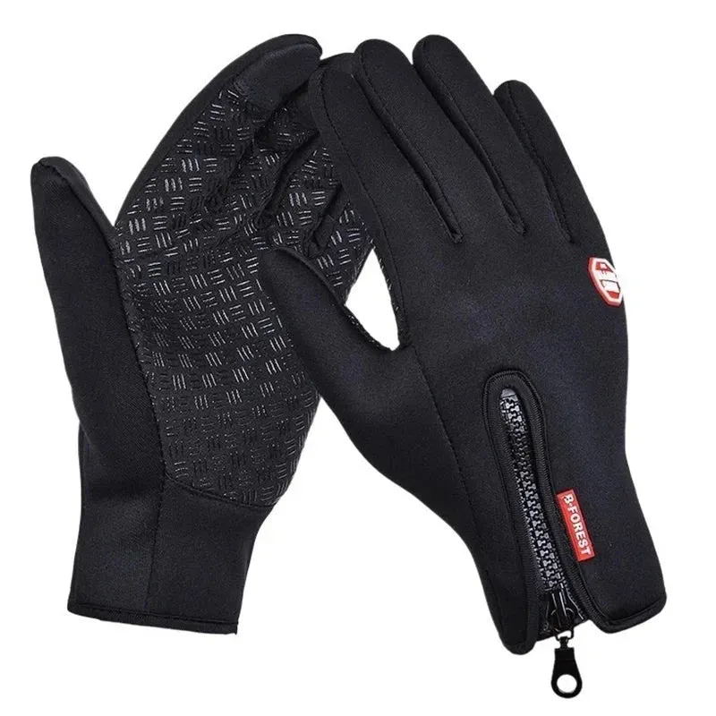 Waterproof Windproof Winter Gloves - Touchscreen Skiing Cold Gloves for Men, Warm Fashion Outdoor Sports Riding Zipper Gloves for Women