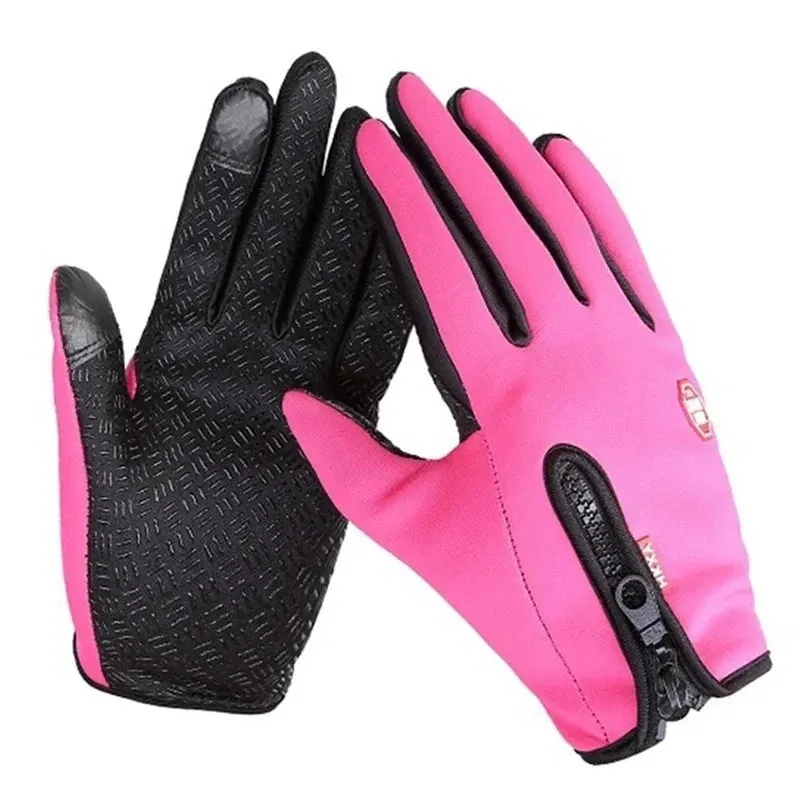 Waterproof Windproof Winter Gloves - Touchscreen Skiing Cold Gloves for Men, Warm Fashion Outdoor Sports Riding Zipper Gloves for Women