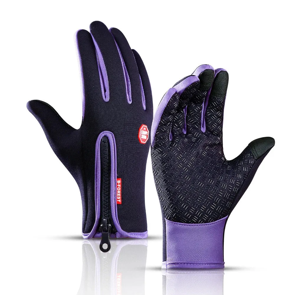 Waterproof Windproof Winter Gloves - Touchscreen Skiing Cold Gloves for Men, Warm Fashion Outdoor Sports Riding Zipper Gloves for Women