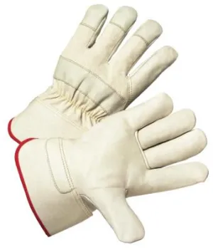 West Chester Leather Palm Gloves, Small, Cowhide, Canvas, Gray, Yellow, 500Y/S