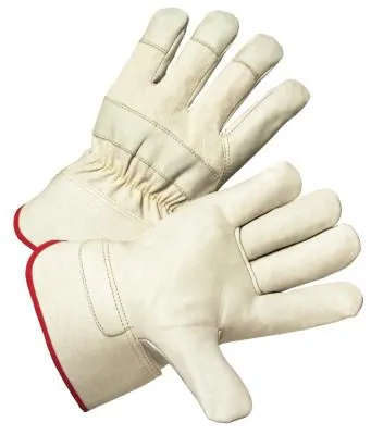 West Chester Leather Palm Gloves, Small, Cowhide, Canvas, Gray, Yellow, 500Y/S