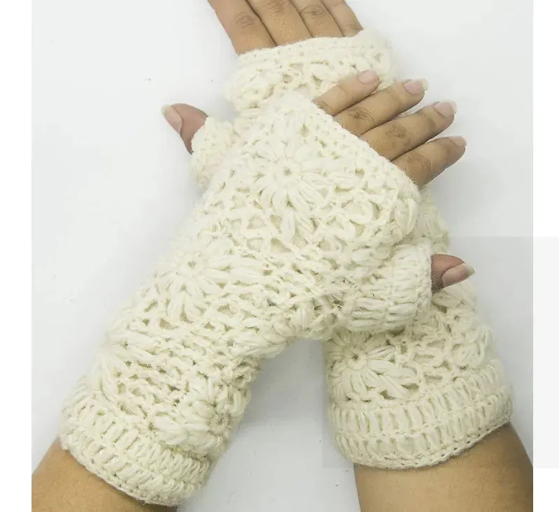 White women's wool gloves