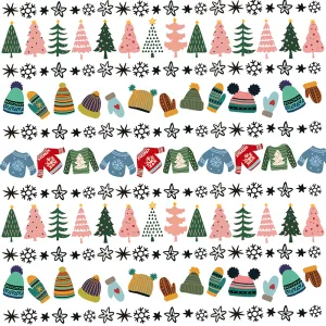 Winter Christmas trees, gloves, jumpers - Transfer paper - 1 sheet