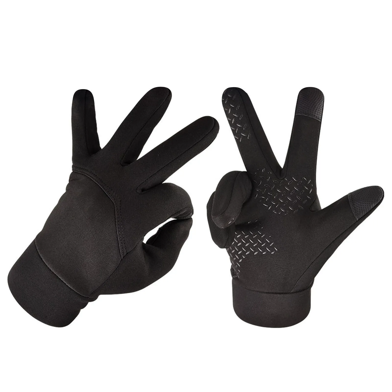 Winter Men Gloves Touch Screen Windproof Waterproof Brushed Gloves For Outdoor Sports Activities Skiing Black L