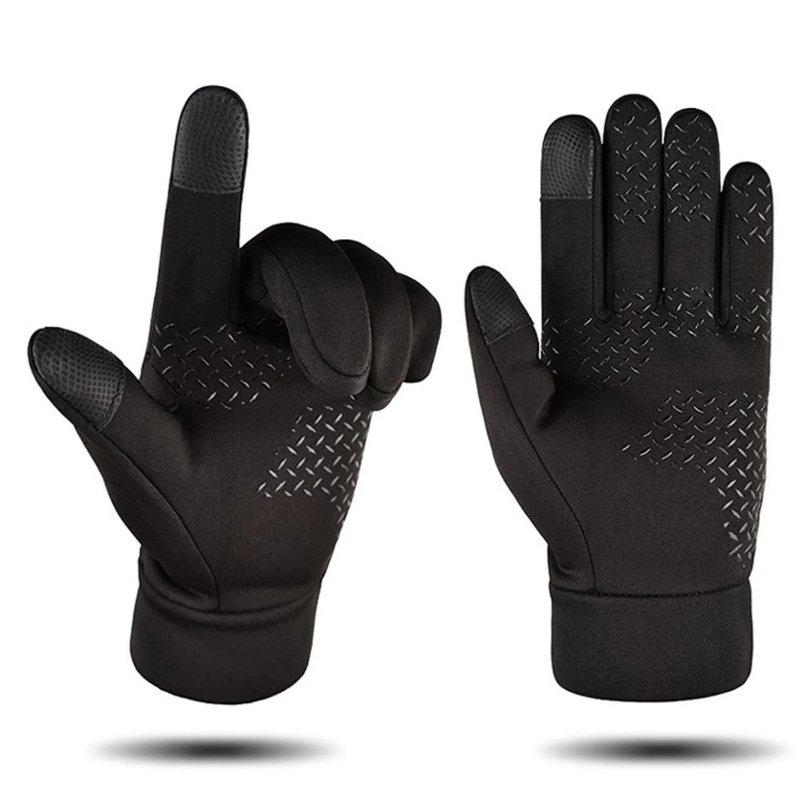 Winter Men Gloves Touch Screen Windproof Waterproof Brushed Gloves For Outdoor Sports Activities Skiing Black L