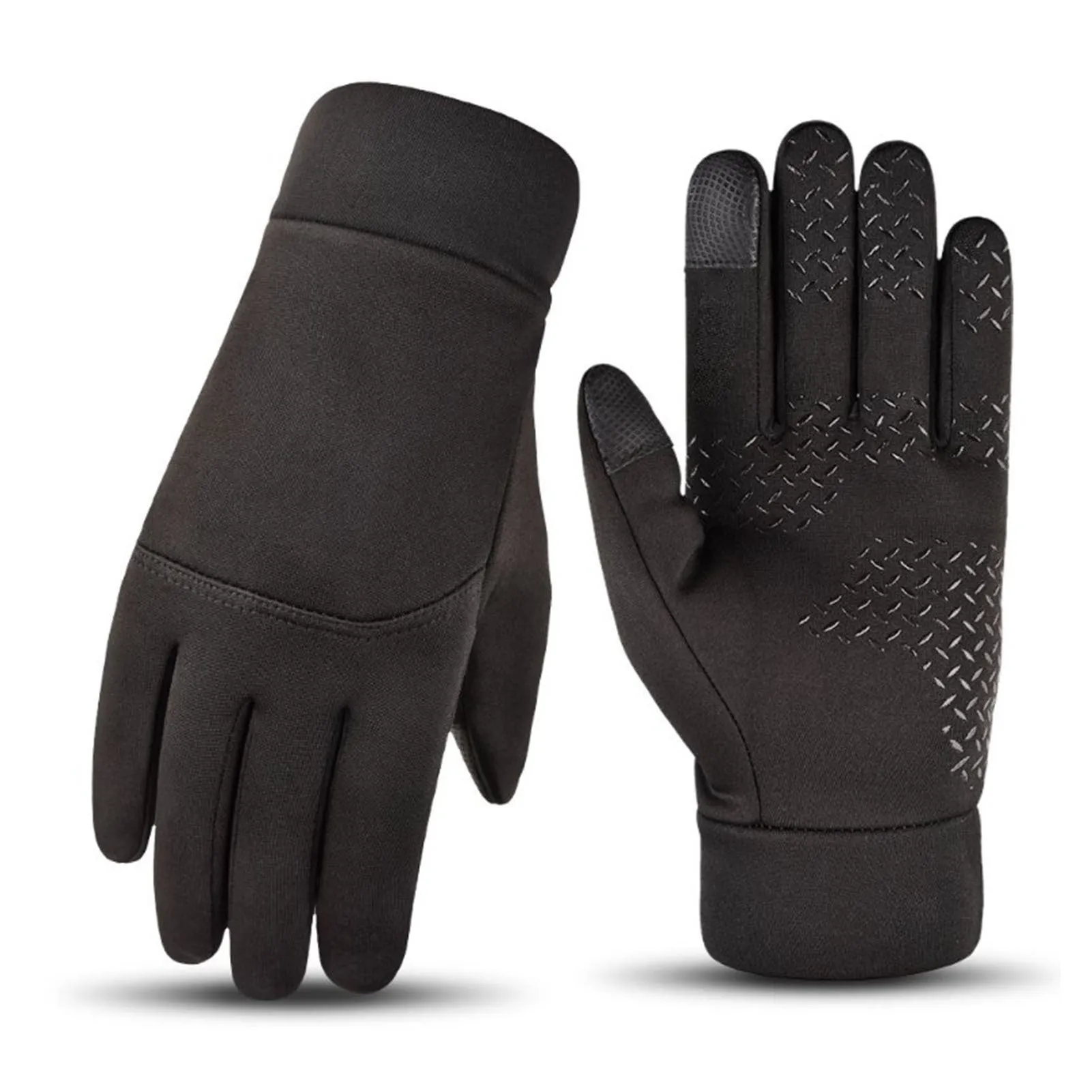 Winter Men Gloves Touch Screen Windproof Waterproof Brushed Gloves For Outdoor Sports Activities Skiing Black L