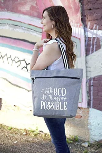 With God All Things are Possible Lexie Gray Tote Bag