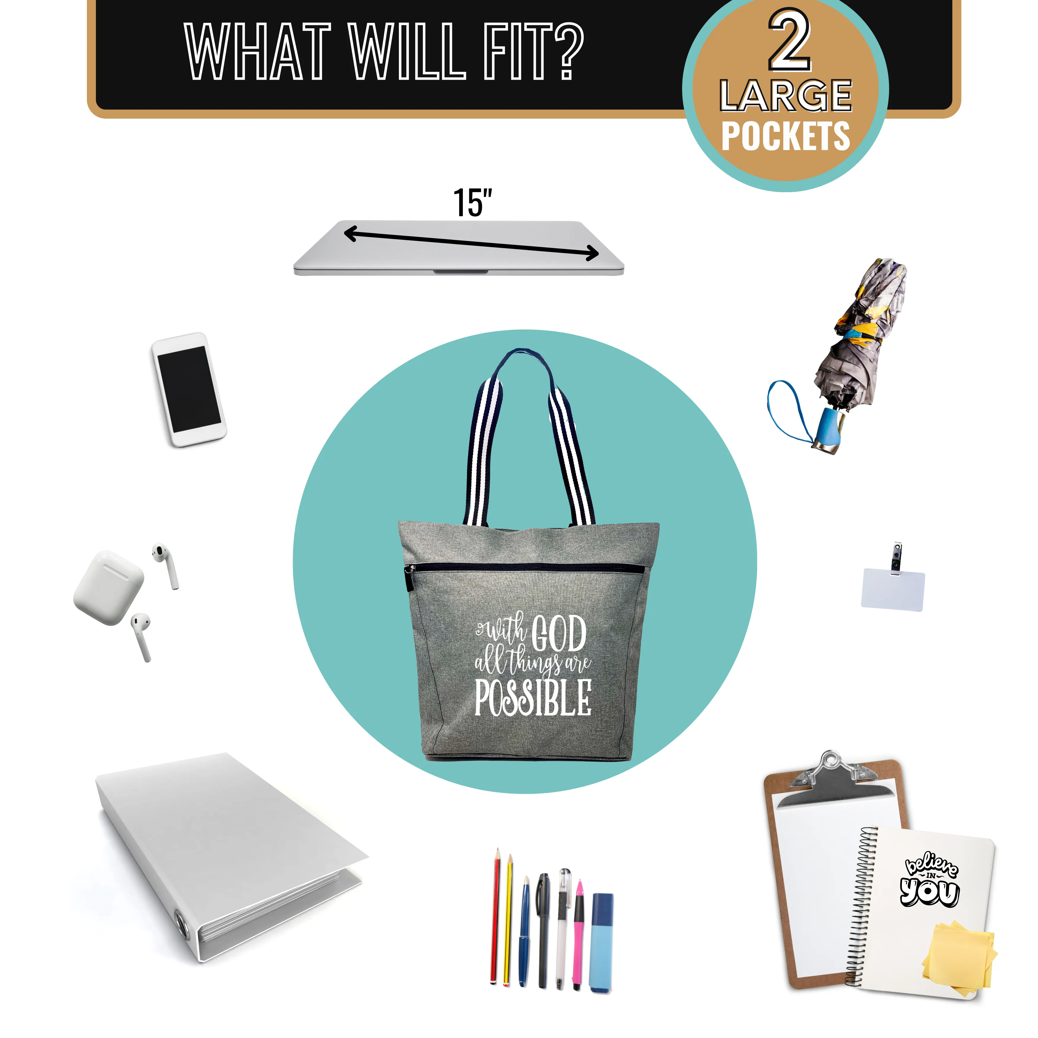 With God All Things are Possible Lexie Gray Tote Bag